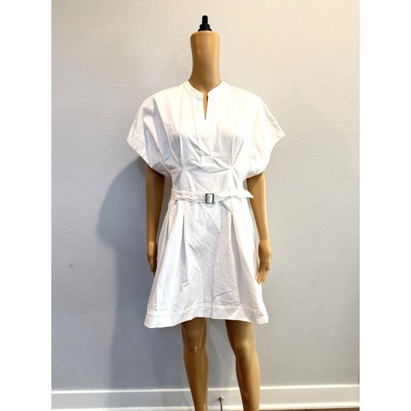 NWT Zara ZW Collection Belted Pleated Mini Dress White 8761/347 Women Sz Medium - Picture 4 of 11
